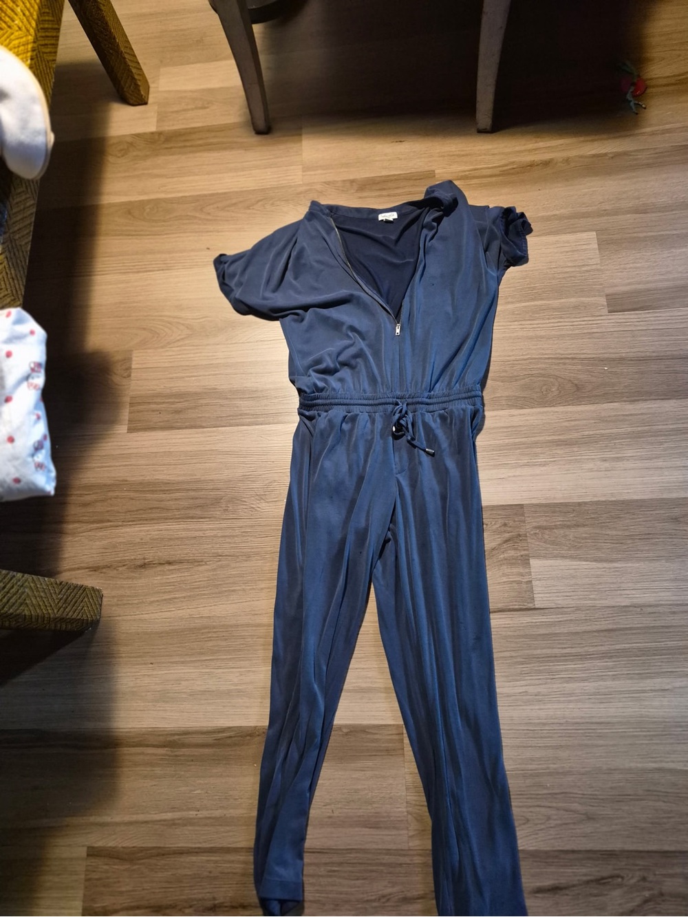 Splendid Navy Zip-Front Jumpsuit with Drawstring Waist